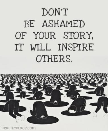 Citazione sullo stigma della salute mentale - Non vergognarti della tua storia, ispirerà gli altri.