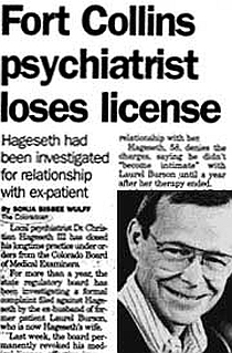 Il dottor Christian Hageseth III perde la licenza dopo la relazione con l'ex paziente che ora è sua moglie.