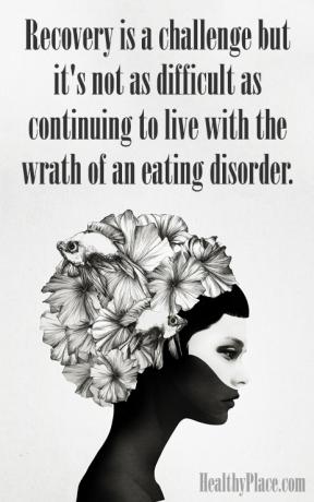 Citazione sui disturbi alimentari - Il recupero è una sfida ma non è così difficile come continuare a convivere con l'ira di un disturbo alimentare.