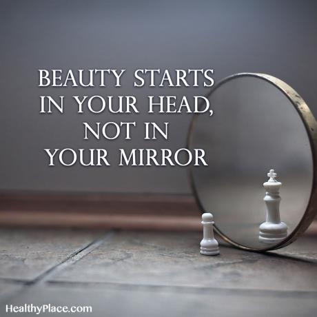 Citazione di disturbi alimentari - La bellezza inizia nella tua testa, non nello specchio.
