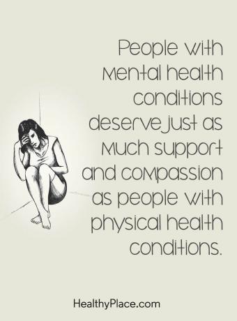 Citazione sullo stigma della salute mentale - Le persone con condizioni di salute mentale meritano tanto sostegno e compassione quanto le persone con condizioni di salute fisica.