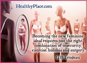 Citazione sui disturbi alimentari di G B Trudeau - Diventare il nuovo ideale femminile richiede la giusta combinazione di insicurezza, esercizio fisico, bulimia e chirurgia.
