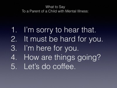 Ti sei mai chiesto cosa dire a un genitore di un bambino con malattia mentale? Leggi i suggerimenti di questo genitore sulle cose da dire a un genitore di un bambino con malattia mentale.