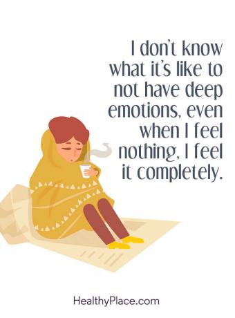 Citazione BPD - Non so cosa significhi non provare emozioni profonde, anche quando non provo nulla, lo sento completamente.