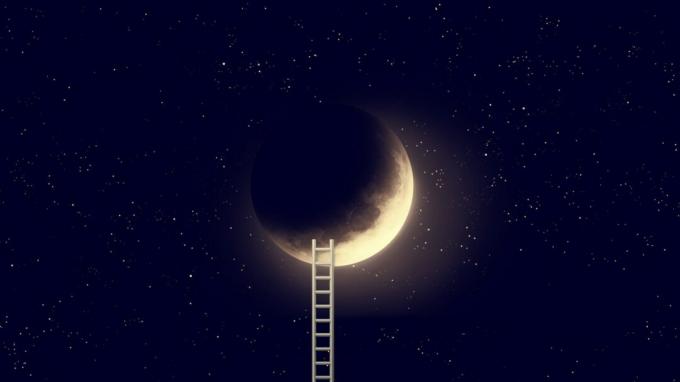 Cielo notturno con luna e scaletta. Elementi di questa immagine forniti dalla NASA