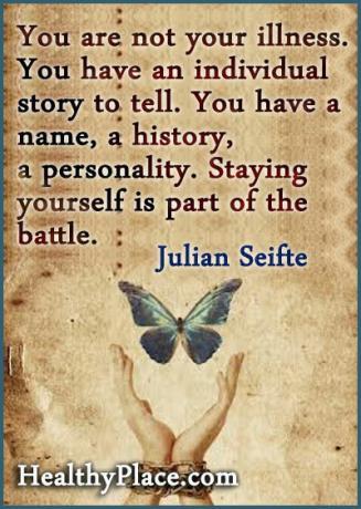 Citazione dello stigma - Non sei la tua malattia. Hai una storia individuale da raccontare. Hai un nome, una storia, una personalità. Stare te stesso fa parte della battaglia.