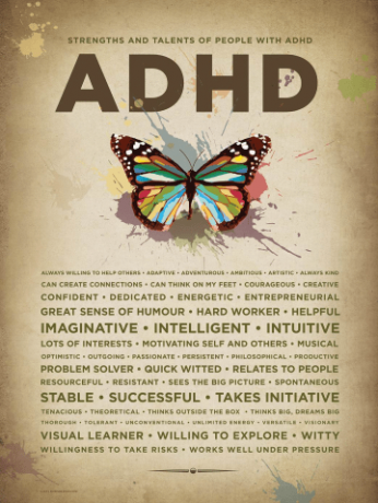 Poster per aumentare l'autostima per bambini, interpolazioni e adolescenti con ADHD