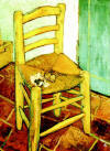 La pittura di Van Gogh di una sedia e una pipa
